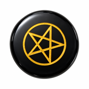 Obsidian Black Pentagram Goddess Engraved Charging Disc 55mm